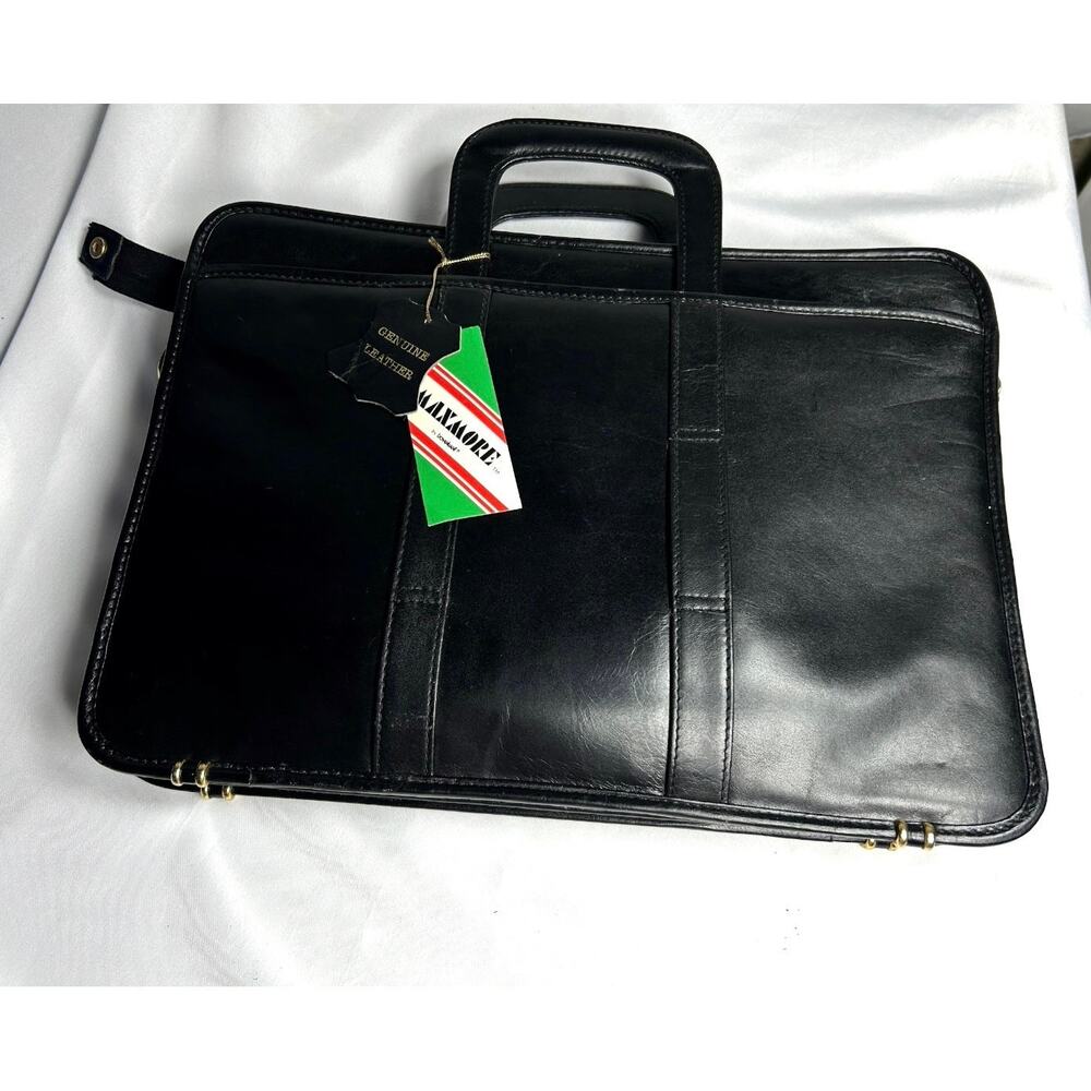 MAXMORE BLACK Genuine LEATHER  LARGE MESSENGER BAG briefcase businessman laptop